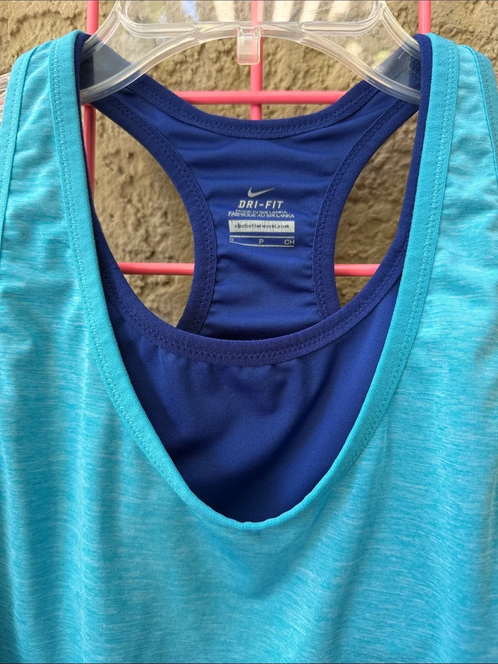 Nike Turquoise Layered Racerback Tank with Navy Built-In Bra